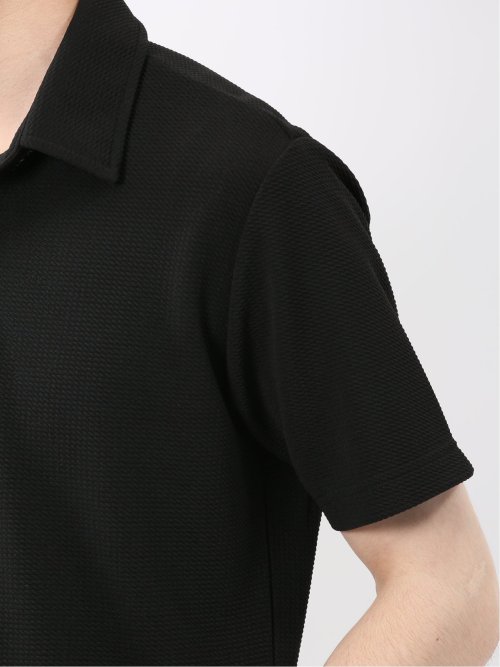 ふくれジャガード スキッパー半袖ポロシャツ