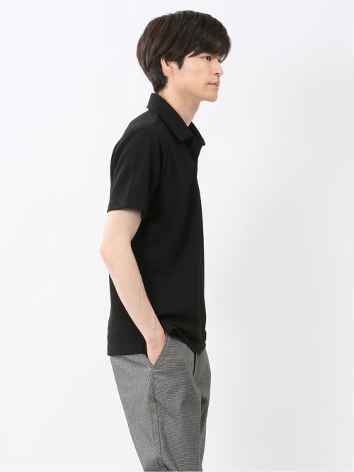 ふくれジャガード スキッパー半袖ポロシャツ