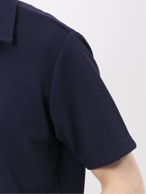 ふくれジャガード スキッパー半袖ポロシャツ