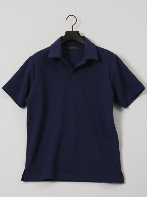 ふくれジャガード スキッパー半袖ポロシャツ