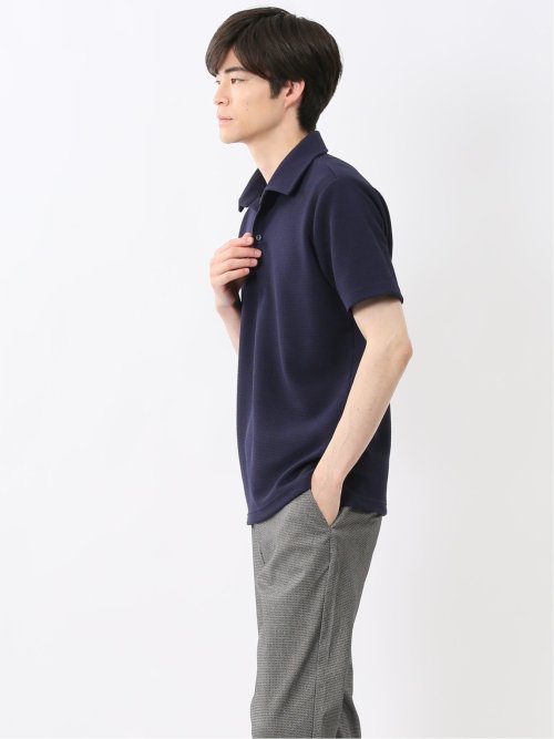 ふくれジャガード スキッパー半袖ポロシャツ