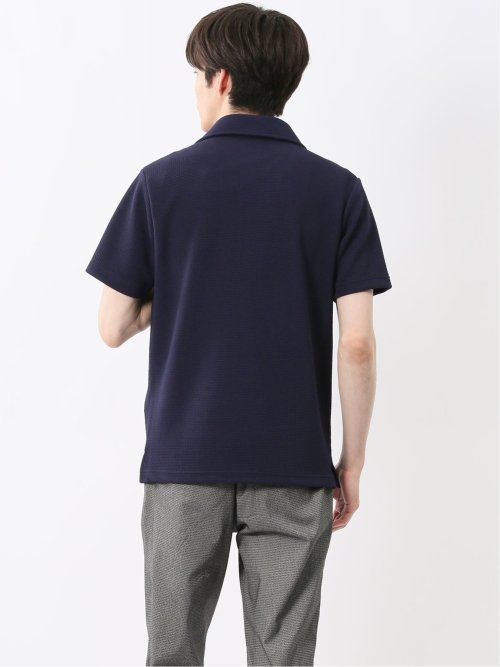 ふくれジャガード スキッパー半袖ポロシャツ