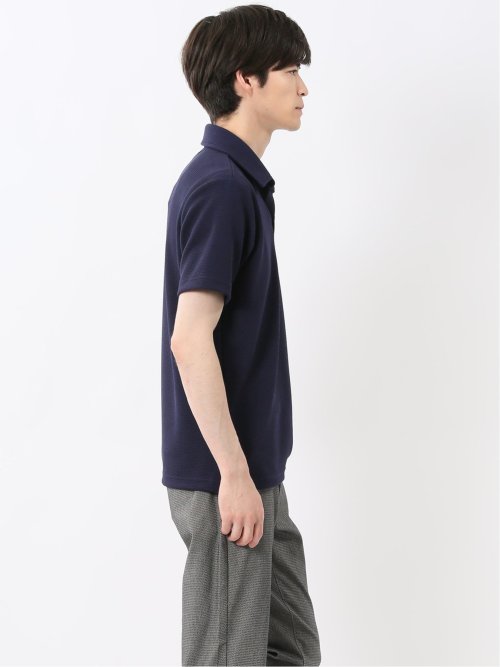 ふくれジャガード スキッパー半袖ポロシャツ