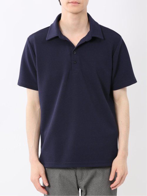 ふくれジャガード スキッパー半袖ポロシャツ