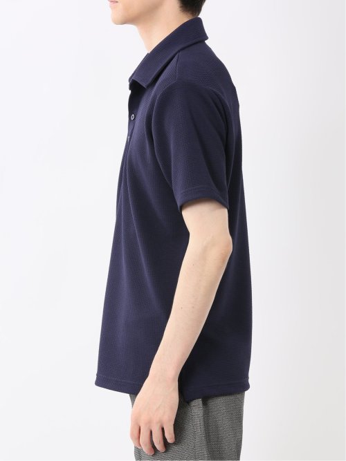 ふくれジャガード スキッパー半袖ポロシャツ