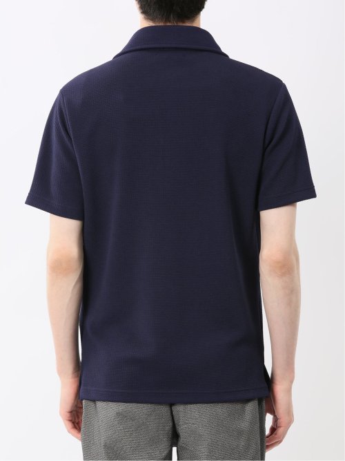 ふくれジャガード スキッパー半袖ポロシャツ