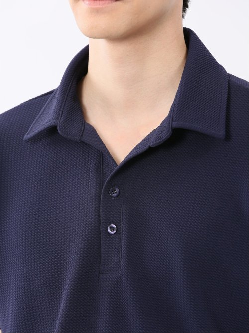 ふくれジャガード スキッパー半袖ポロシャツ