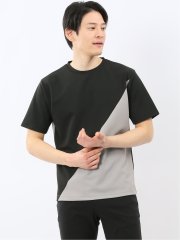 ミニワッフル 切替 クルーネック 半袖 Tシャツ