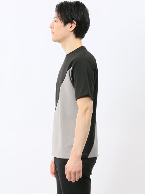 ミニワッフル 切替 クルーネック 半袖 Tシャツ