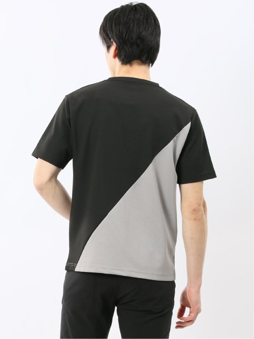 ミニワッフル 切替 クルーネック 半袖 Tシャツ