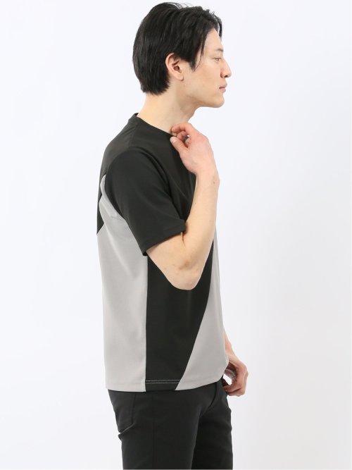 ミニワッフル 切替 クルーネック 半袖 Tシャツ