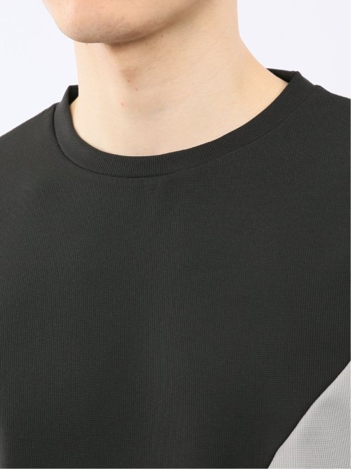 ミニワッフル 切替 クルーネック 半袖 Tシャツ