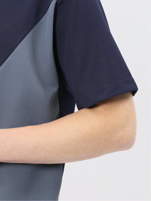 ミニワッフル 切替 クルーネック 半袖 Tシャツ