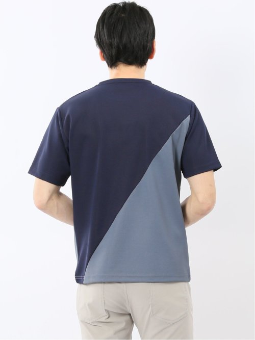 ミニワッフル 切替 クルーネック 半袖 Tシャツ