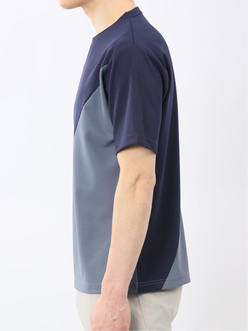 ミニワッフル 切替 クルーネック 半袖 Tシャツ