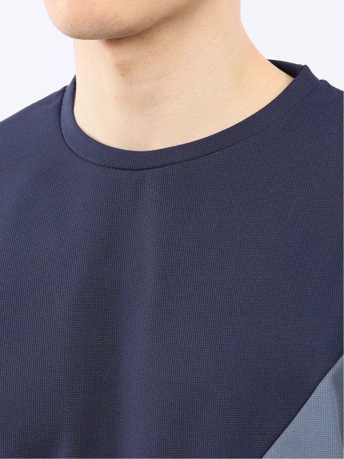 ミニワッフル 切替 クルーネック 半袖 Tシャツ