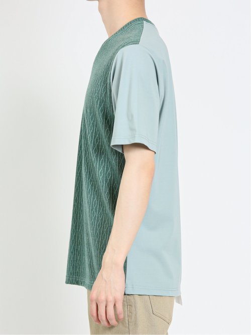 ケーブル切替 Vネック半袖Tシャツ