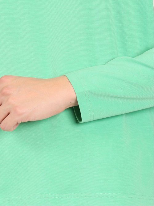 レーヨンナイロン フェイクレイヤード クルーネック長袖Tシャツ