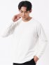 Tシャツ メンズ 長袖 ストレッチ クルーネック ワッフル ジャガード