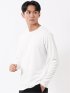 Tシャツ メンズ 長袖 ストレッチ クルーネック ワッフル ジャガード
