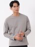 Tシャツ メンズ 長袖 Vネック 格子 ジャガード