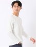 Tシャツ メンズ 長袖 ストレッチ クルーネック リップル ジャガード 切替