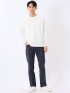 Tシャツ メンズ 長袖 ストレッチ クルーネック リップル ジャガード 切替