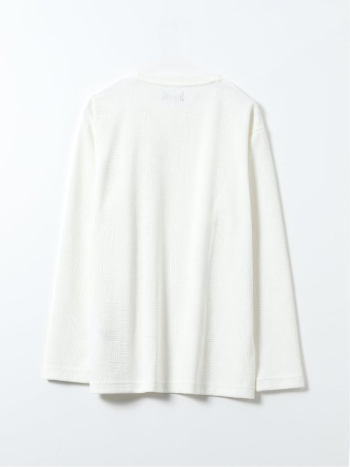 Tシャツ メンズ 長袖 ストレッチ クルーネック 幾何学 ジャガード カットモール
