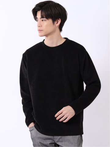 Tシャツ メンズ 長袖 ストレッチ クルーネック 幾何学 ジャガード カットモール