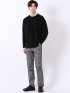 Tシャツ メンズ 長袖 ストレッチ クルーネック 幾何学 ジャガード カットモール