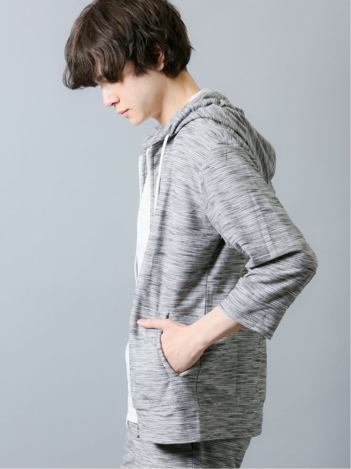 メランジ7分袖パーカー＆ショーツ アンサンブル