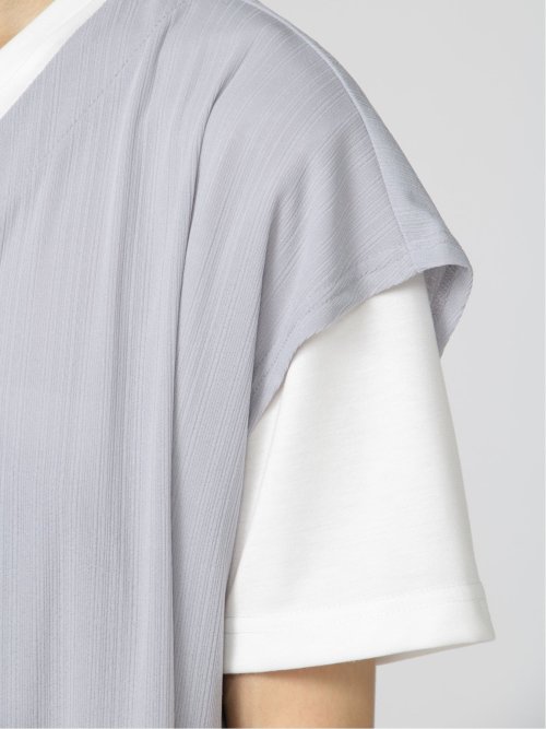 ノースリーブカーディガン&半袖Tシャツ アンサンブル