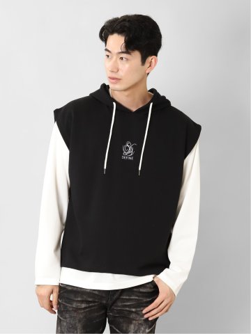 ベストパーカー&長袖Tシャツ アンサンブル