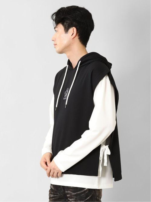 ベストパーカー&長袖Tシャツ アンサンブル