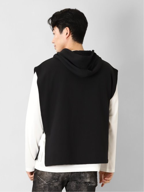 ベストパーカー&長袖Tシャツ アンサンブル