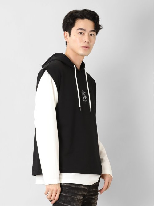 ベストパーカー&長袖Tシャツ アンサンブル