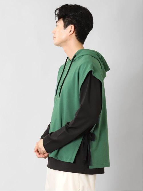 ベストパーカー&長袖Tシャツ アンサンブル