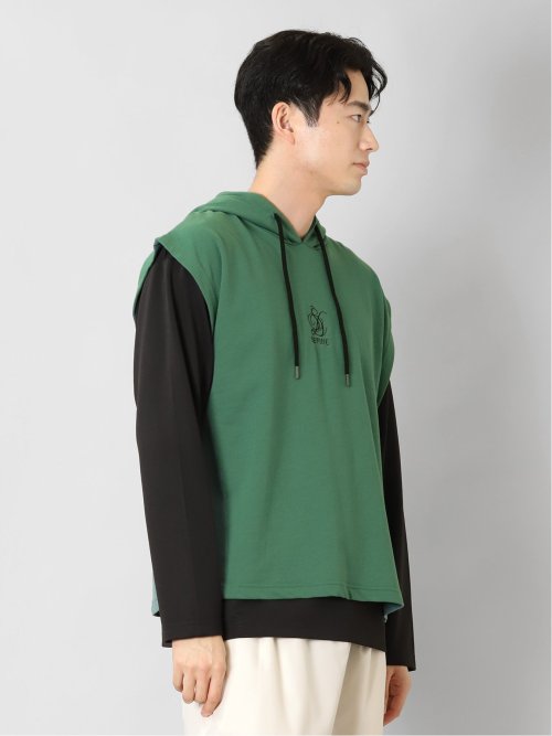 ベストパーカー&長袖Tシャツ アンサンブル