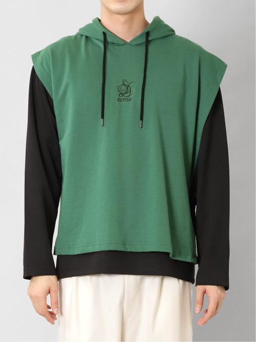 ベストパーカー&長袖Tシャツ アンサンブル