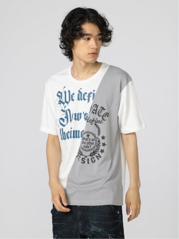 切替カレッジ クルーネック半袖ルーズTシャツ