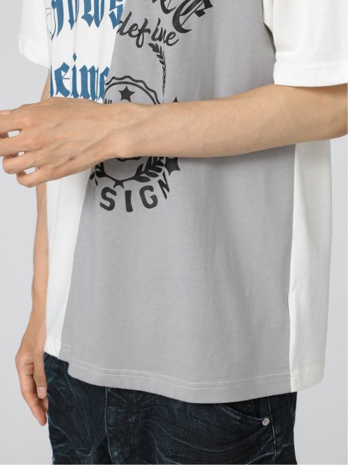 切替カレッジ クルーネック半袖ルーズTシャツ