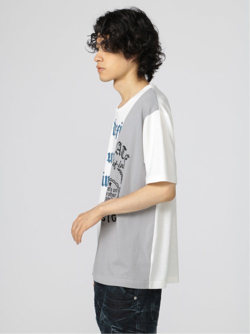 切替カレッジ クルーネック半袖ルーズTシャツ