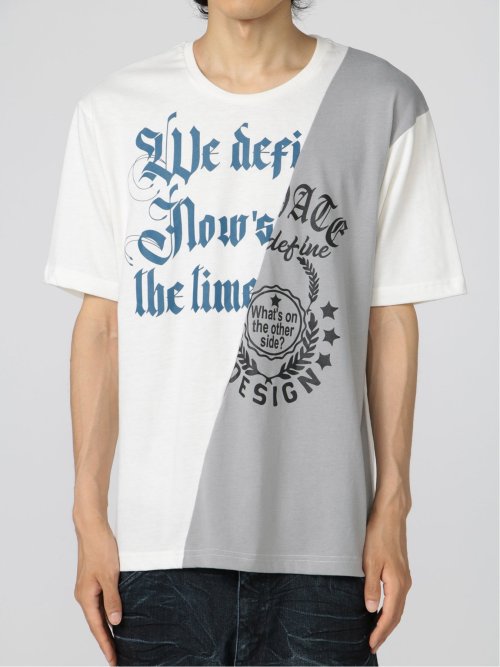 切替カレッジ クルーネック半袖ルーズTシャツ