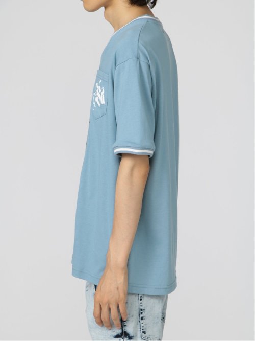 切替カレッジ Vネック半袖ルーズTシャツ