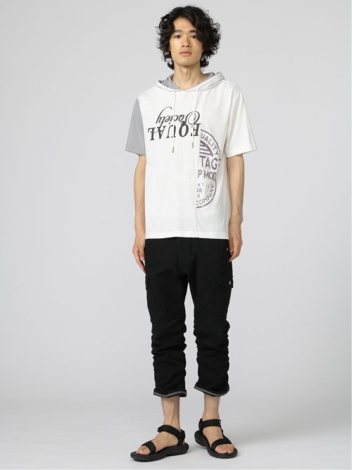 切替カレッジ 半袖ルーズTパーカー