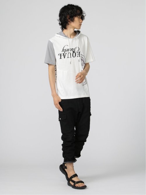 切替カレッジ 半袖ルーズTパーカー