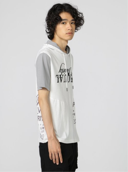 切替カレッジ 半袖ルーズTパーカー