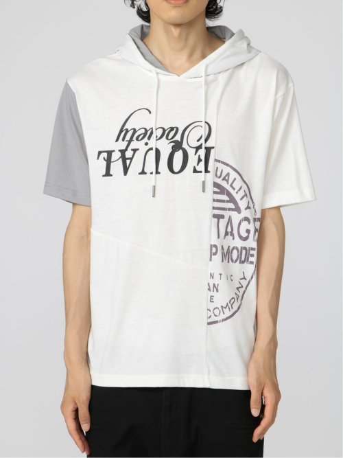 切替カレッジ 半袖ルーズTパーカー