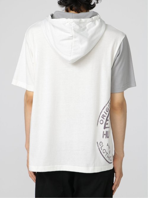 切替カレッジ 半袖ルーズTパーカー