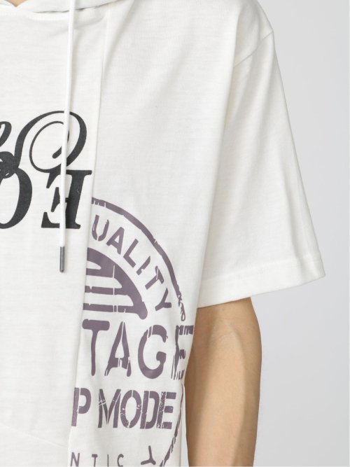 切替カレッジ 半袖ルーズTパーカー